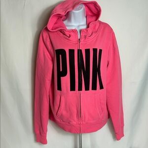 PINK Victoria’s Secret Women’s Size Large Pink Full Zip Hoodie Sweat Jacket Top